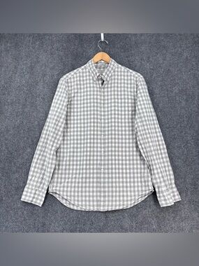 J Crew Secret Wash Classic Gray & White Gingham Plaid Men’s M Button Up Preppy